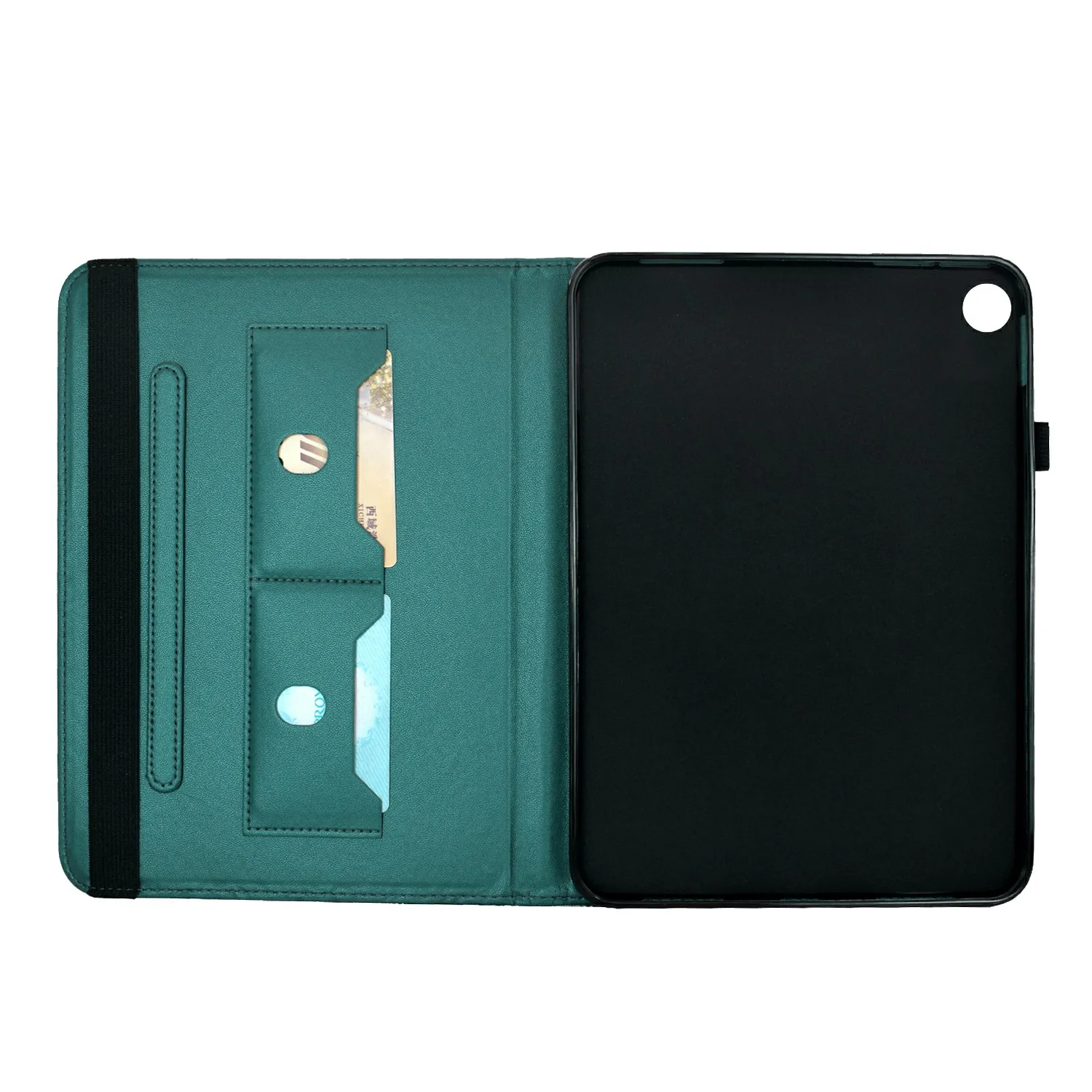 For Samsung Galaxy Tab A11 / Tab A9 Case Solid Color PU Leather Card Holder Stand Tablet Cover - Green