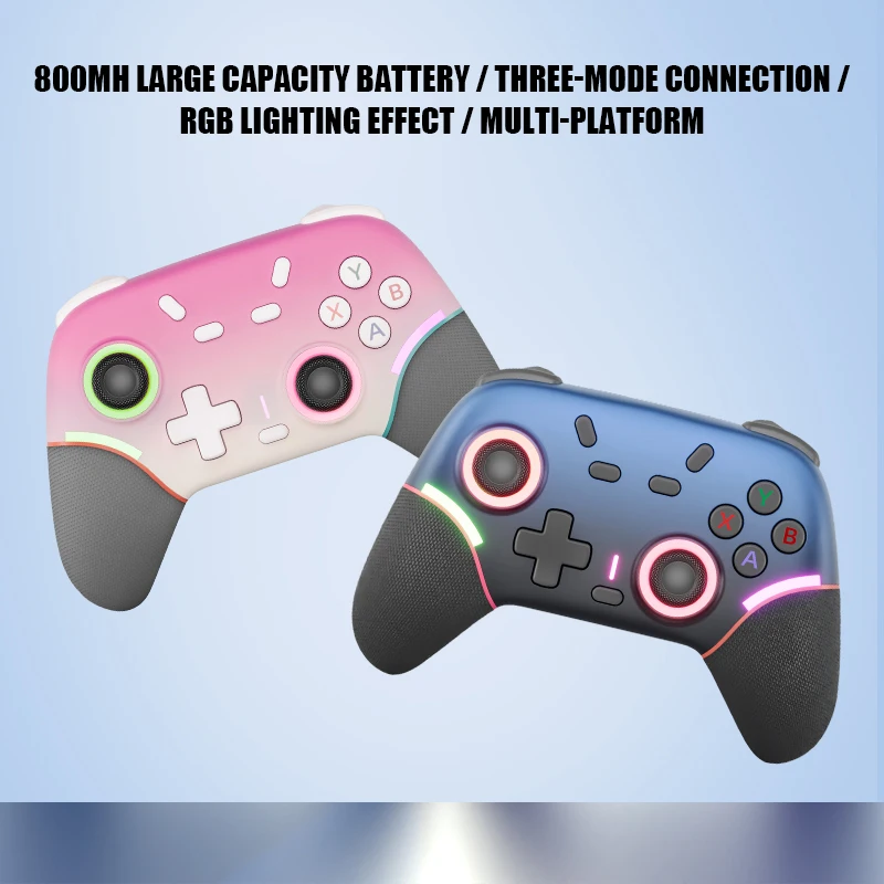 وحدة تحكم لاسلكية RGB لجهاز نينتندو سويتش 2/ OLED/ Lite/ PC/Android Gamepad PC Joystick Control مع وظيفة Turbo