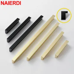 NAIERDI T Bar Long Cabinet Handles Black Gold Aluminum Alloy Kitchen Cupboard Pulls Furniture Handle Drawer Knobs Hardware