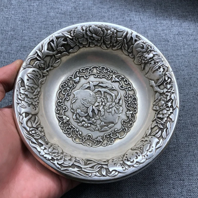 

Wholesale Antique White Copper Plated Real Silver Plate Pen Washer Pure Copper Dish Cup Holder Vintage Ashtray Ornament