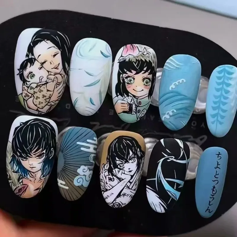 

Demon Slayer Manicure Anime Peripheral Cute Cartoon Creativity Press-on Nails New Fashion Exquisite Personality Nail Stickers