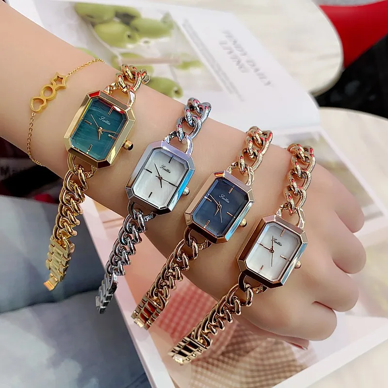 Women Quartz Watch Luxury Rectangle Square Clock Vintage Rose Gold Sliver Steel Orologio Reloj Ladies Wristwatch Reloj Mujer