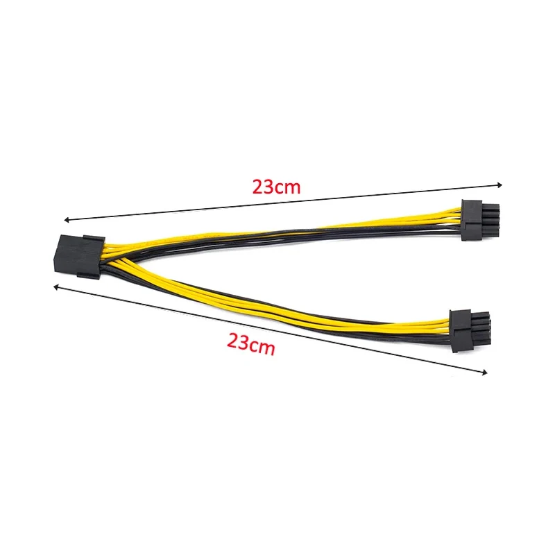 23cm 18AWG copper tinned gpu 8Pin to 2*8pin(6+2) Graphic Card for miner 2 PCI-E PCIe 8Pin Power Supply Splitter Cable Cord