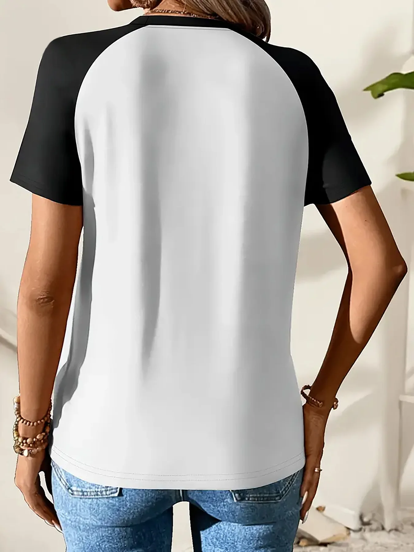 Fashionable Black and White Split Women's T-Shirt Featuring Leopard Skull and Floral Designs Print T Shirt Outfit Clothes Female