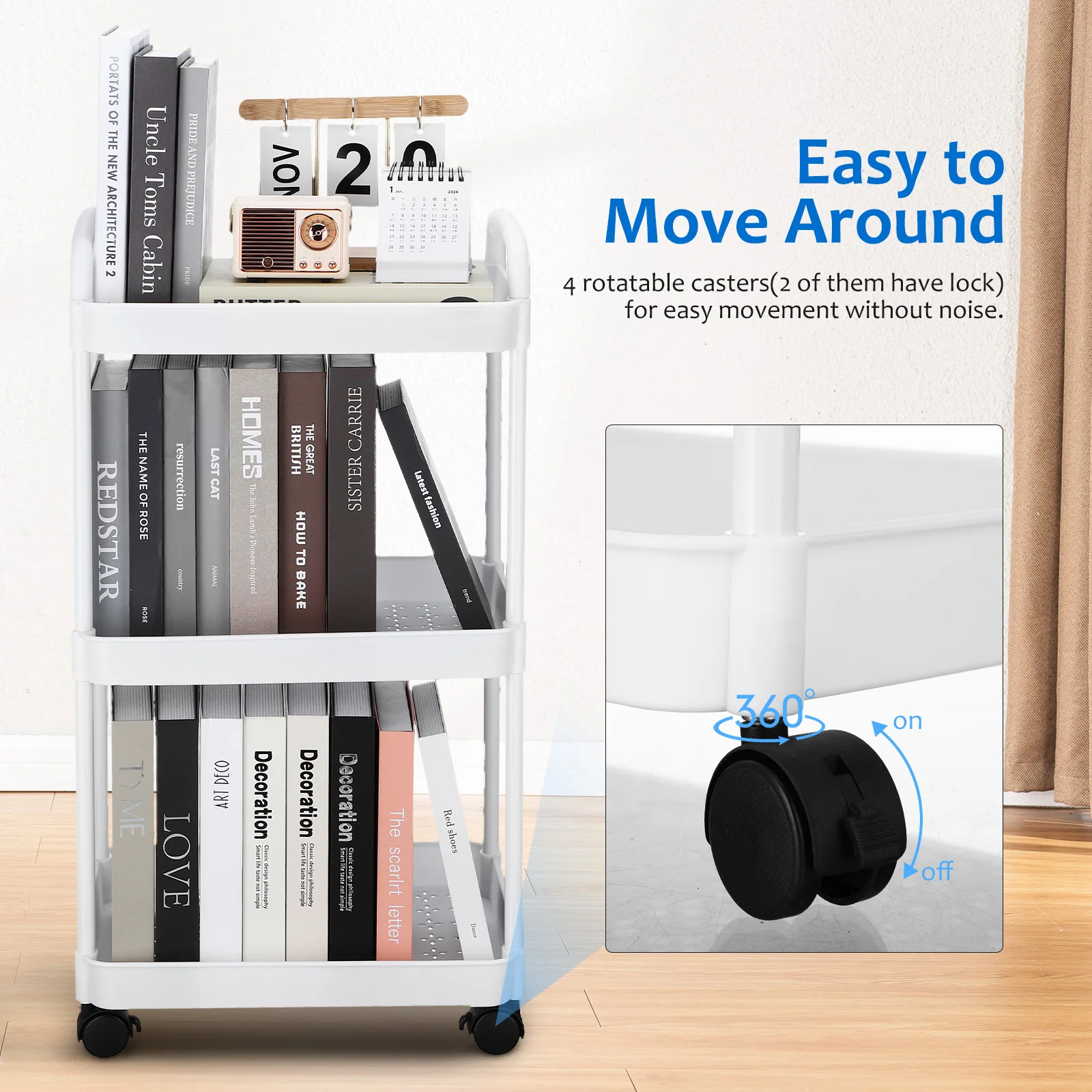 Troli Penyimpanan 3 Tingkat Ra - Book Cart Rolling ulasan dan harga