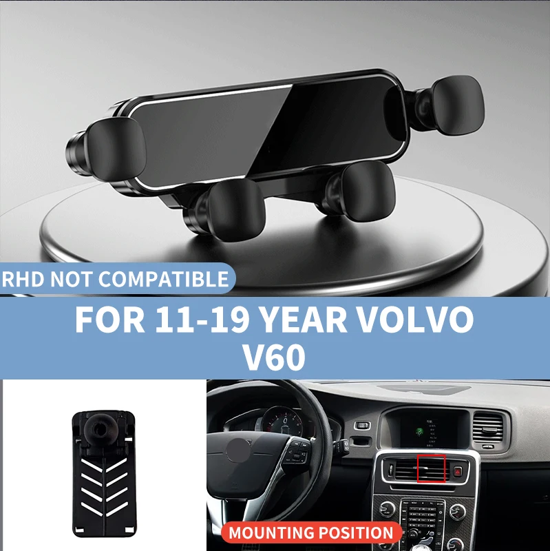 Vehicle Air Outlet Cellphone Cradle Car In Vehicle Mobile Holder Auto Phone Bracket For 11-19 YEAR VOLVO V60 Fit All Smartphones