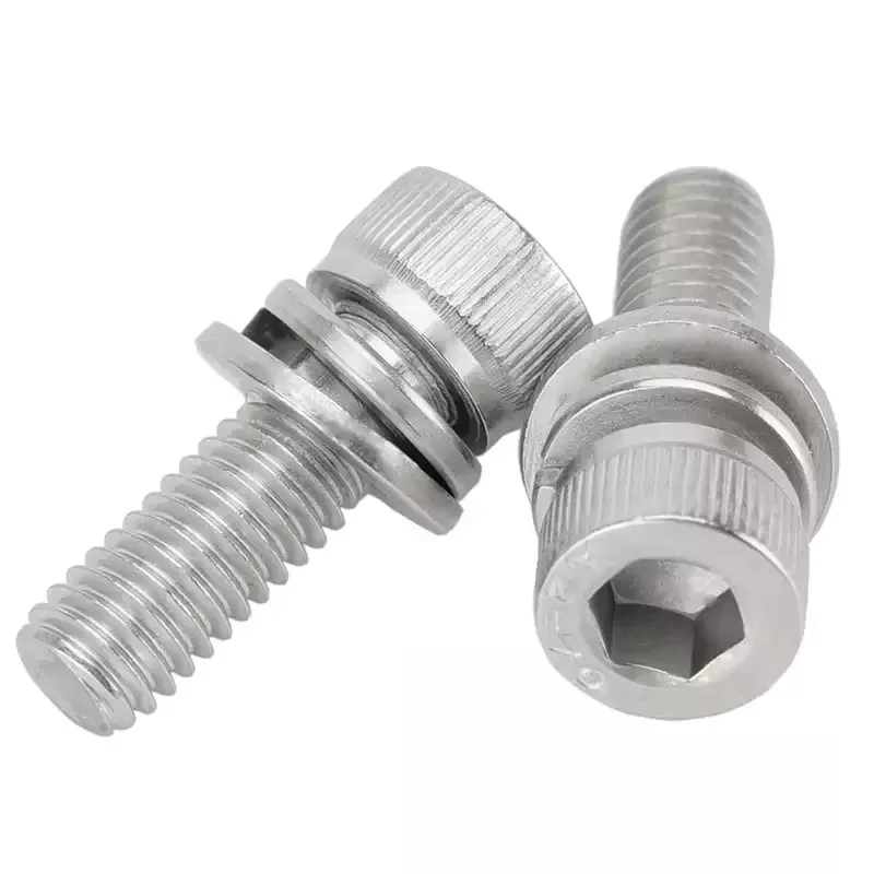 304 Stainless Steel Hexagon Hex Socket Head Knurled Cap Head Screw M2-M12 With Flat Washer Spring Gasket Assemble Bolts image 6