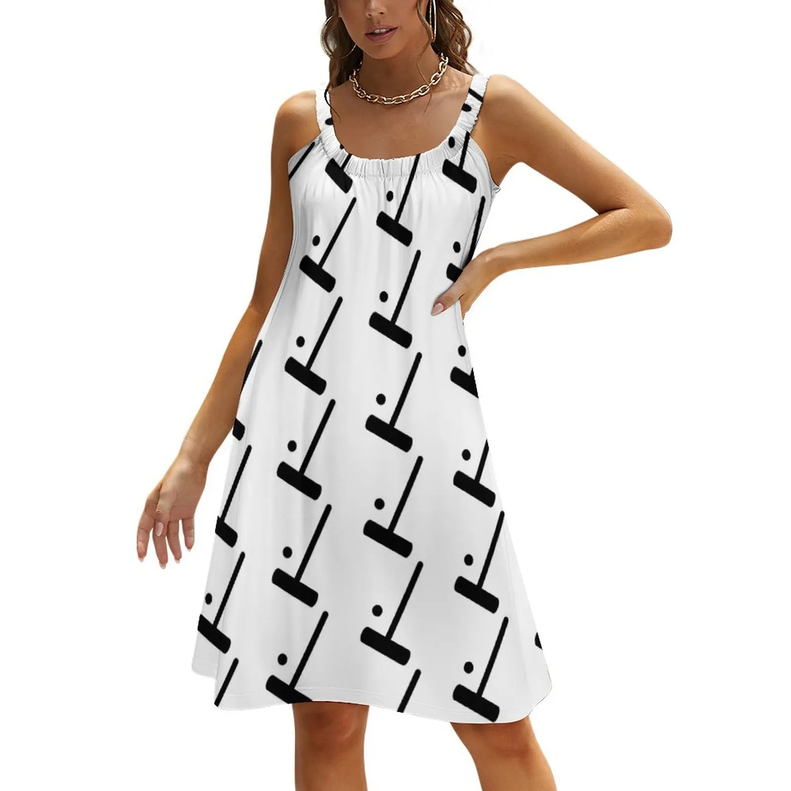 

Silhouetted Croquet Mallet and Ball Patterned Beach Sling Skirt Cocktail of dresses dress dresses sensual sexy dress for women