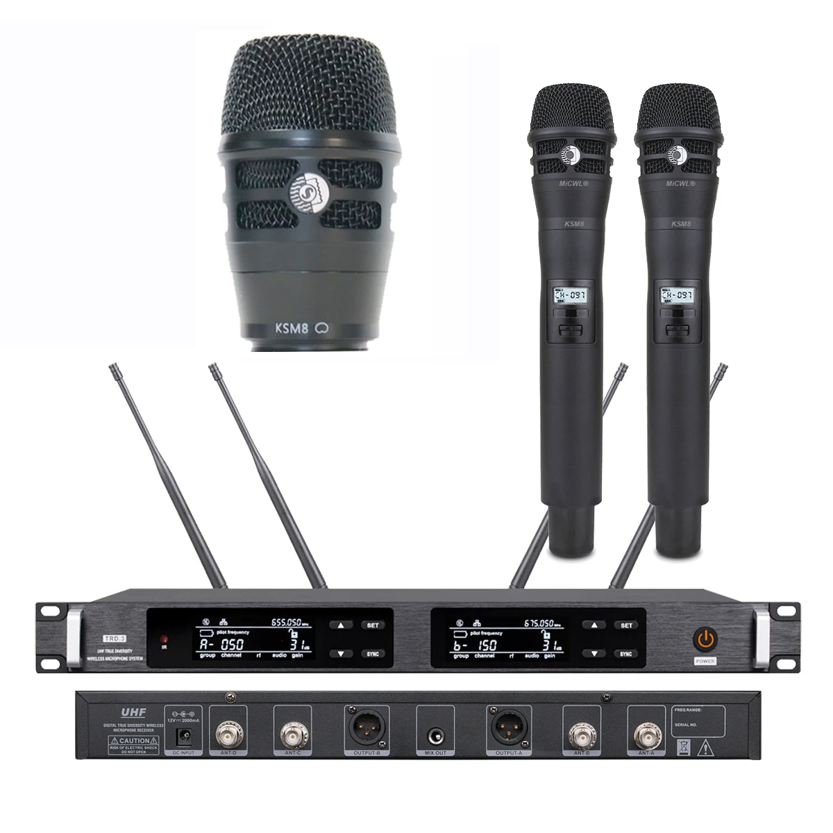 2 Channel Singing Speech Design For Stage Performance DJ Karaoke School Chapel Wireless Microphone System 2 Channel KSM9 KSM8