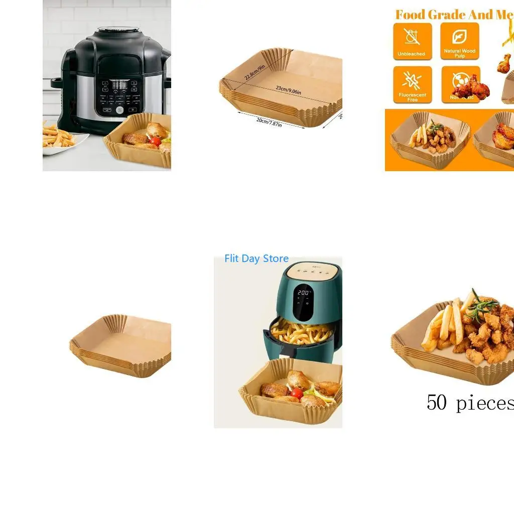 F92C 50 Pieces Air Fryer Parchment Paper for Baking Keep Your Air Fryer Clean Durable Healthy and Reliable Material Durable