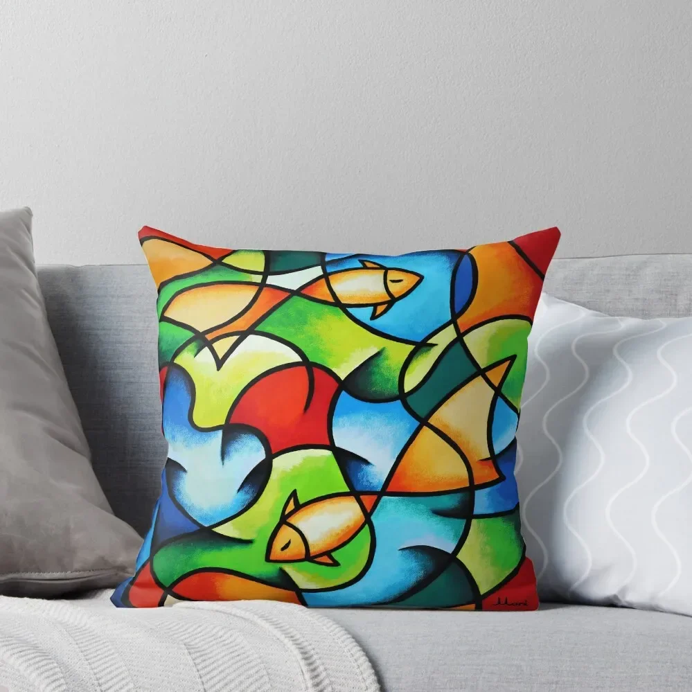 Pillow / Series Colorful Ocean - Goldfish by Ekaterina Moré / Ekaterina More Throw Pillow Sofa Cover Pillow