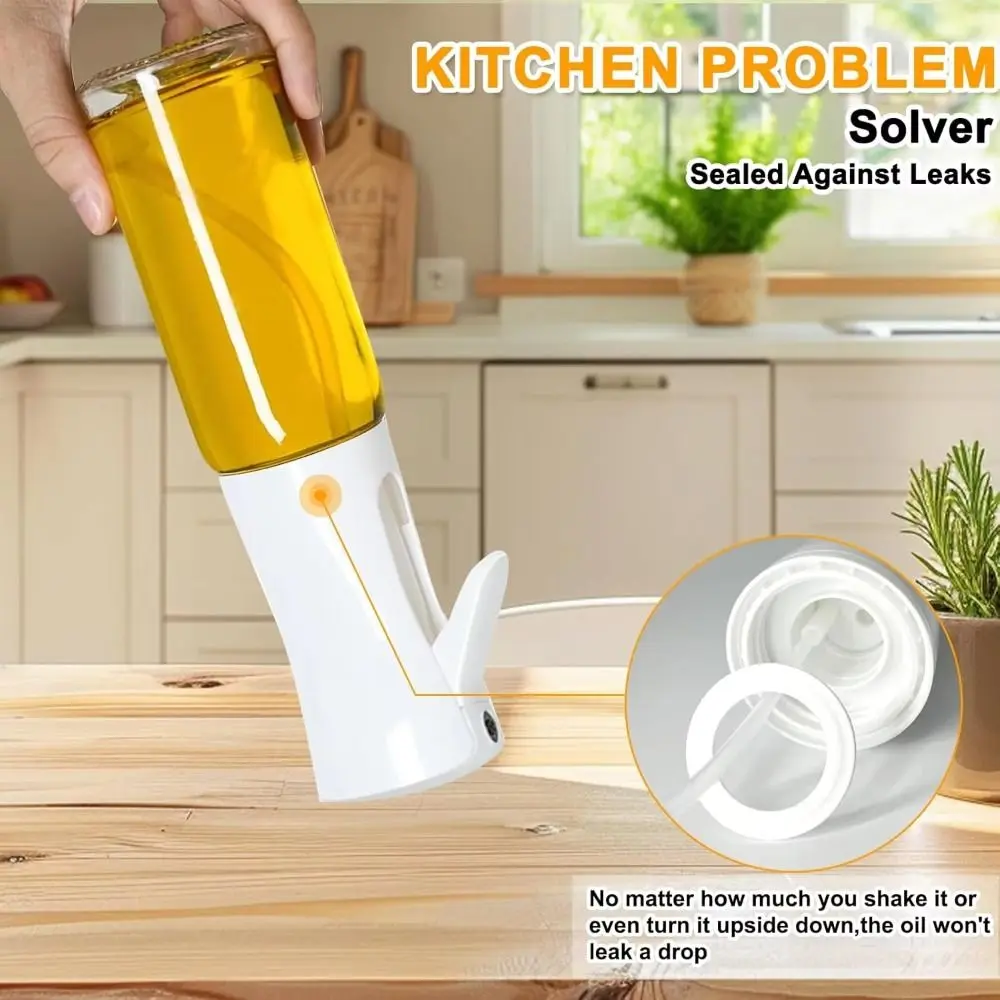 

200ml Oil Spray Bottle Glass Material Food Grade Vinegar Sprayer Anti-leakage Design Refillable Air Fryer Sprayer Kitchen Baking