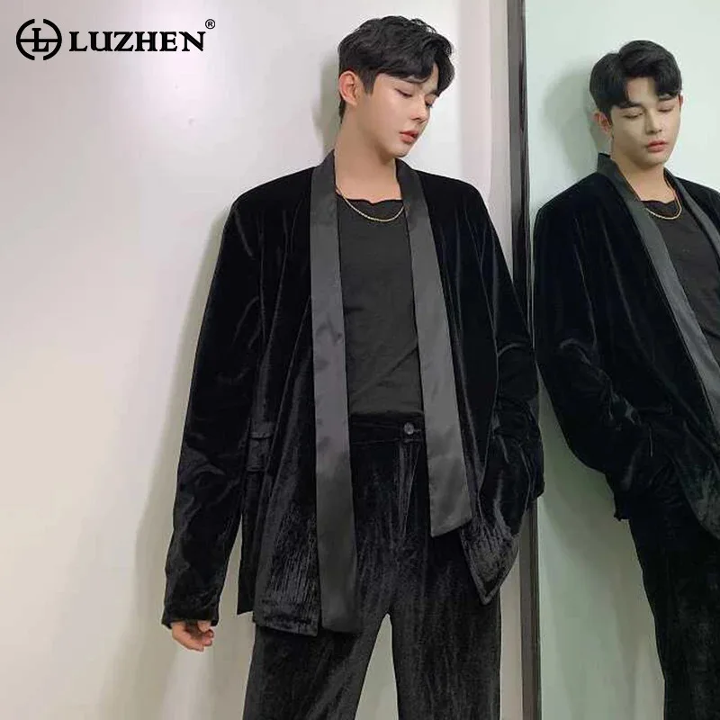 

LUZHEN Silky And Flowing Cool Ribbon Style Suit Jacket 2024 Original New Men's Personalized Handsome Korean Design Blazer LZ5284