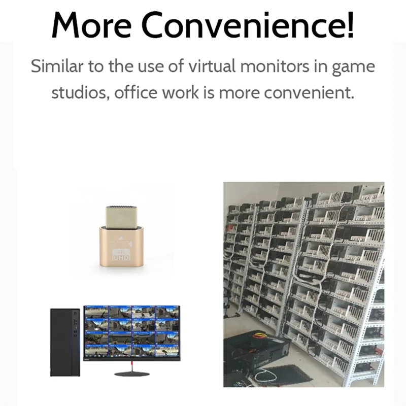 HDMI-Compatible 4K Dummy Plug with LED Light for Graphics Cards, PC Accessories,Desktop/Laptop Vistual Display Adapter B