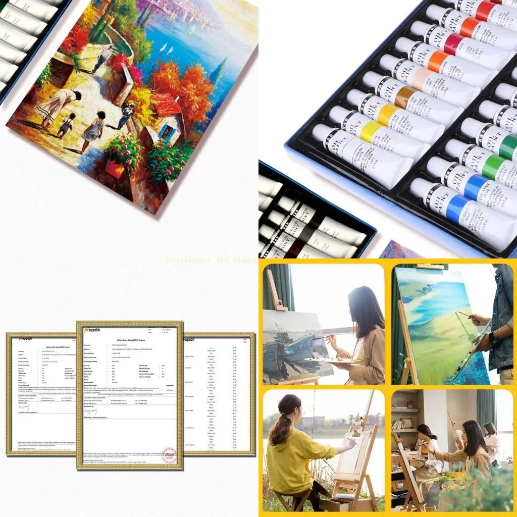 

24 Colors Professional Oil Painting Paint Drawing Pigment 12ml Tubes Set Artist Art Supplies for Beginner