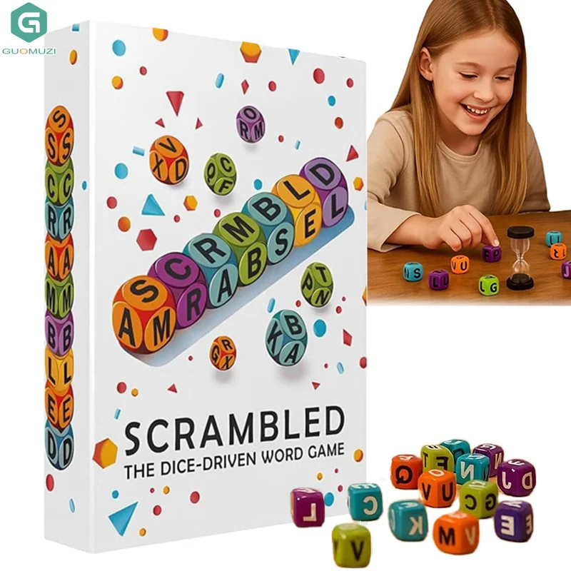 Juego de palabras de dados revueltos, rompecabezas de dados de entrenamiento cerebral de paquete rápido, juego de juegos de mesa apto para viajes, para 1-5 jugadores
