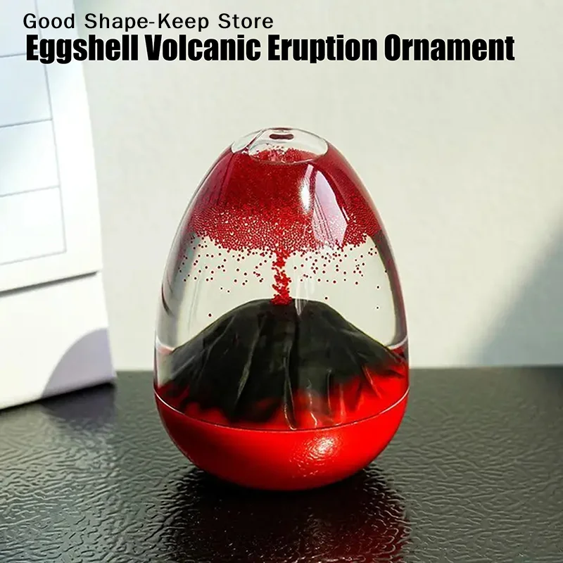 Acrylic Crystal Liquid Hourglass Timer Ornament. Eggshell Volcanic Eruption, Floating Sand Volcanic Eruption Ornament