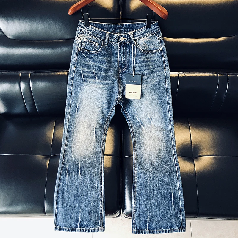 

Мужские джинсы свободного кроя высокого качества, весенне-осенние, модные, брендовые, с эффектом выварки, широкие прямые брюки, повседневные, из хлопка, стрейч