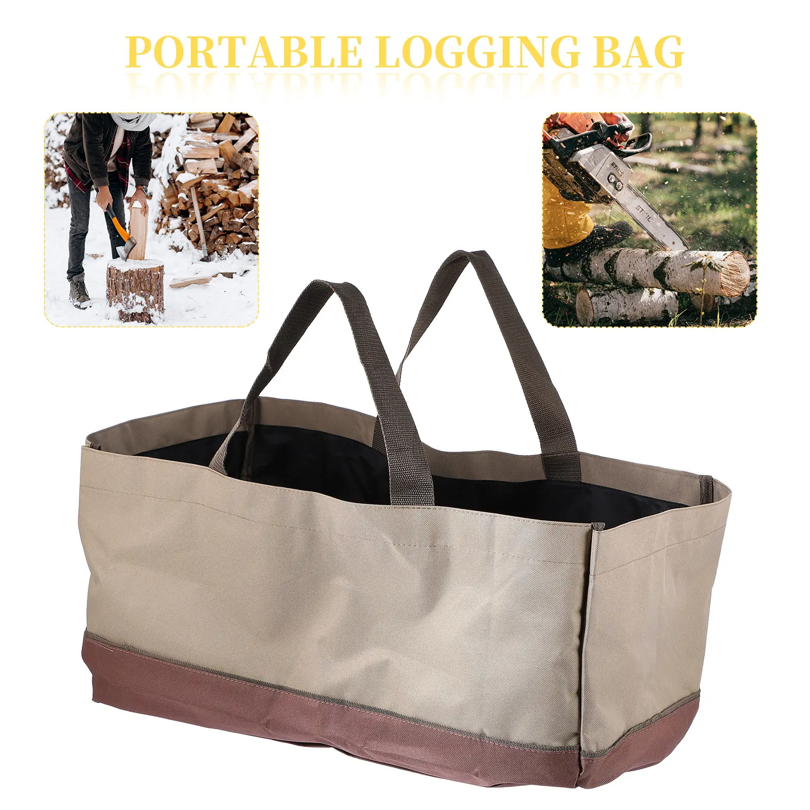 1Pcs Large Capacity Firewood Bag Oxford Cloth Material Tear Resistant Firewood Carry Pouch Fireplace Wood Transport Solution
