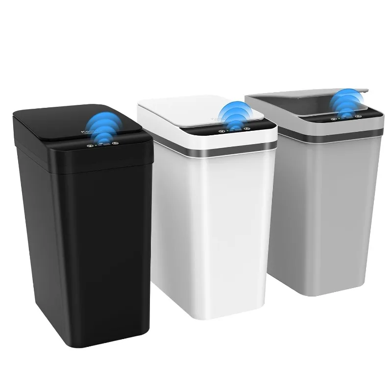 

3 Pack Automatic Small Bathroom Trash Can with Lid - 2.5 Gallon Touchless Garbage Can, Motion Sensor Smart Trash Bin, Slim Dog P