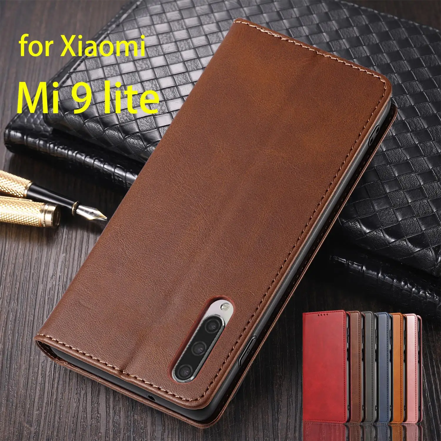 Magnetic Attraction Cover Leather Case for Xiaomi Mi 9 lite Flip Case Card Holder Holster Wallet Case Fundas Coque