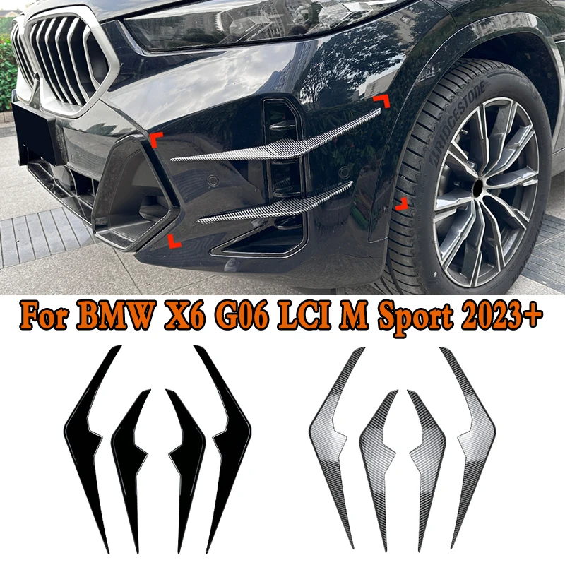 

For BMW X6 G06 LCI M Sport 2023+ Car Front Bumper Cover Wind Knife Fog Lamp Trim Blade Trim Light Auto Accessories