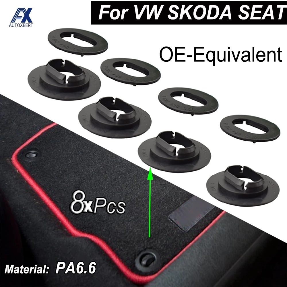 Pinces de fixation ovales pour tapis de sol, pour VW Golf Jetta Eos Seat Leon Mk1 Arosa MII Skoda Octavia Fabia OE