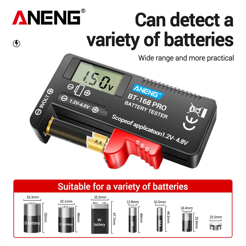 ANENG BT-168 PRO Digital Battery Capacity Tester 9V 1.5V Button Cell Test LCD Battery Universal Tester analyzers Test Tools