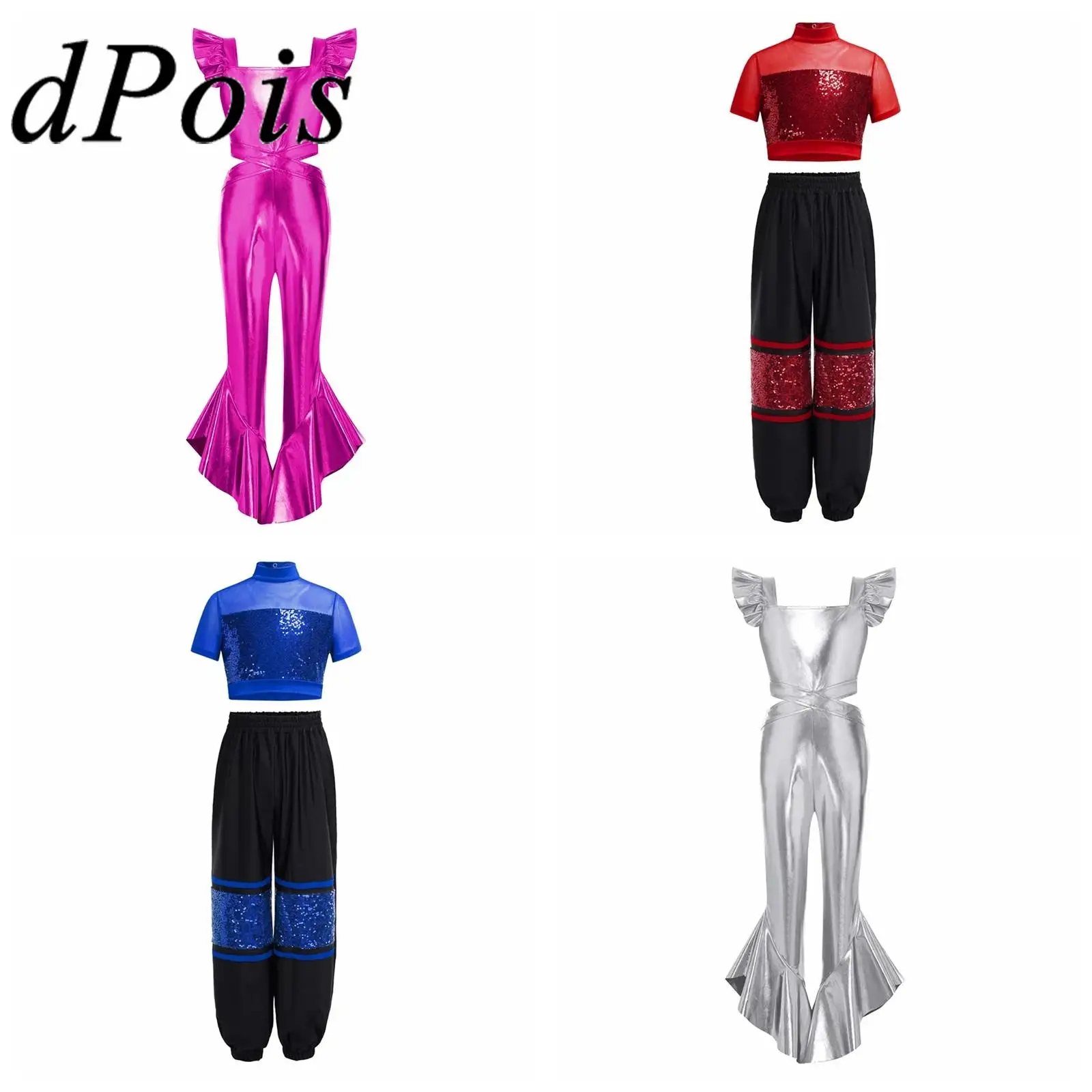 

Disco Outfit Hip Hop Jazz Dance Costume Street Clothes Girls Kids Fashion Modern Hip Hop Clothes Metallic Party Performance