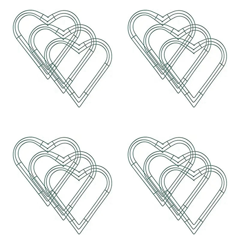 New-12 Pack Heart Metal Wreath 12 Inch Heart-Shaped Wire Wreath Frame For Home Wedding Valentine's Day DIY Crafts