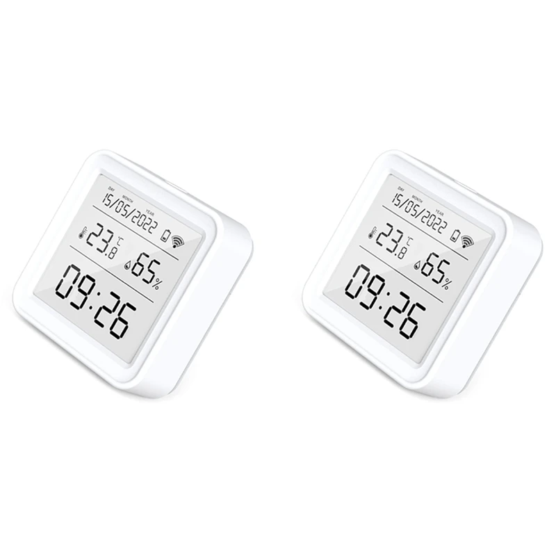 2X Tuya WIFI Sensor de temperatura y humedad higrómetro interior termómetro Detector vida inteligente Control remoto