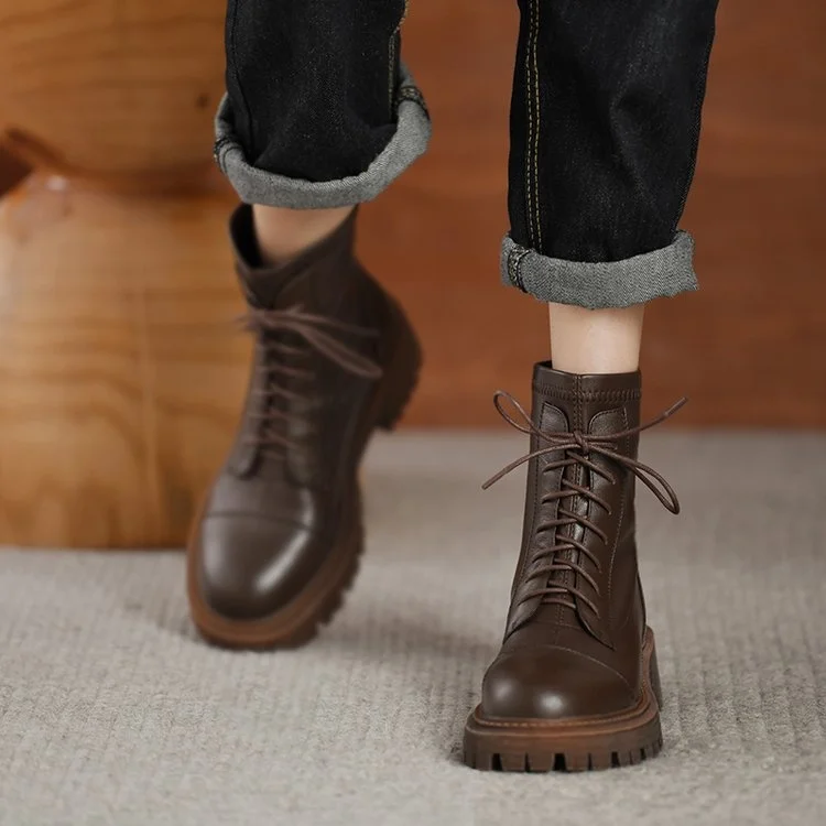 

British Style Thick Bottom Boots Women's New 2023 Autumn Winter Slimming Short Boots Retro Cool Chunky Heel Motorcycle...