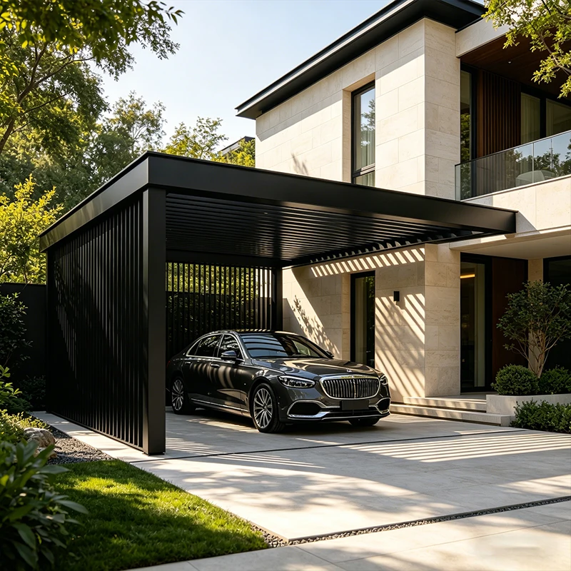 Retractable Aluminum Carport Pergola Outdoor Waterproof Louvered Roof Sun Shade Gazebo Canopy Garden Shed Patio Cover Backyard