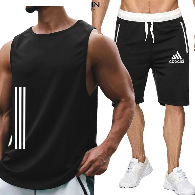 2024new men\'s sportswear short sleeved T-shirt and sports shorts summer casual jogging pants set men\'s two-piece setquick drying