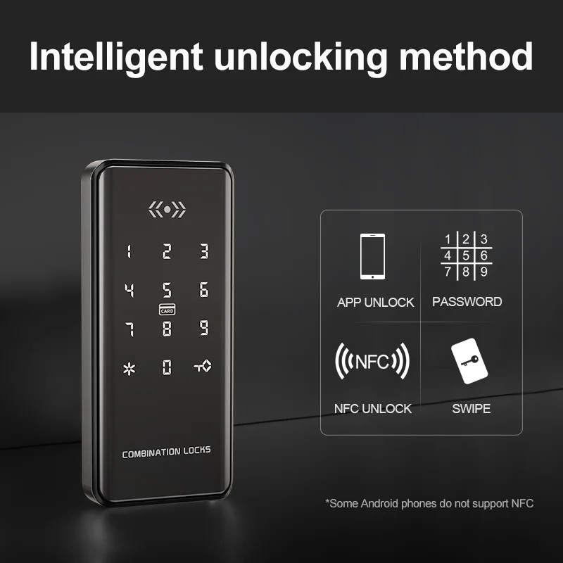 Imagem -04 - Aplicativo Eletrônico Smart Cabinet Lock Cartão Swipe Senha Rfid Lock Ttlock App Locker Nfc Sistema Remoto Deslizante Home Fechaduras de Porta