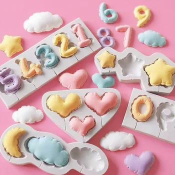 Number Heart Star Cloud Balloon Lollipop Silicone Mold Set DIY Fondant Cake Decorating…