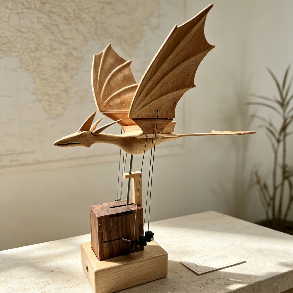 Wooden Dragon Figurine Hand Carved Statue, Lucky Prosperity Tabletop Ornament, Oriental Home Decor for Desktop,Bookshelf Display