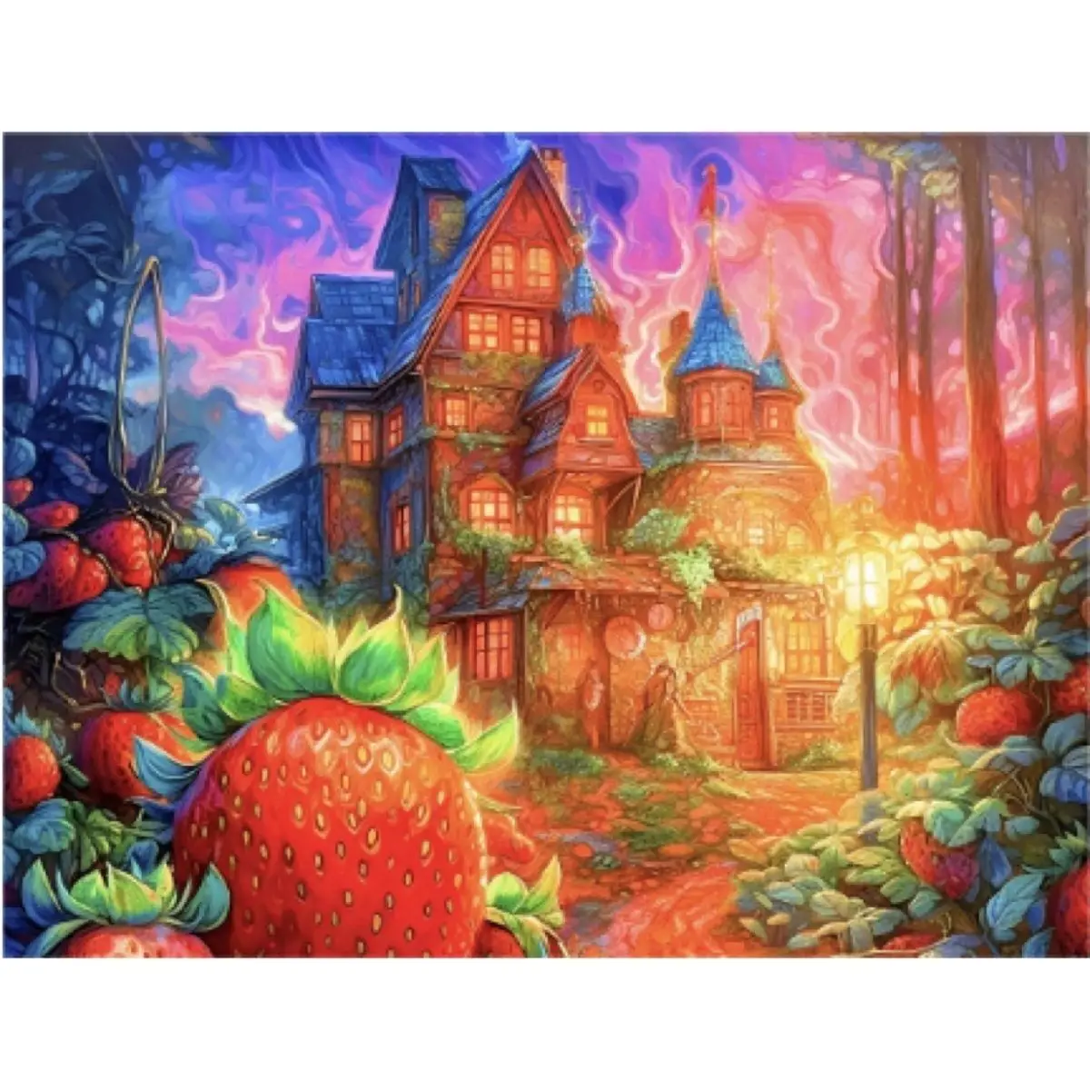 

9ct 65x85cm Strawberry House Embroidery DIY Chinese Style Printed Kits Cross Stitch Needlework Set Home Decor Crafts