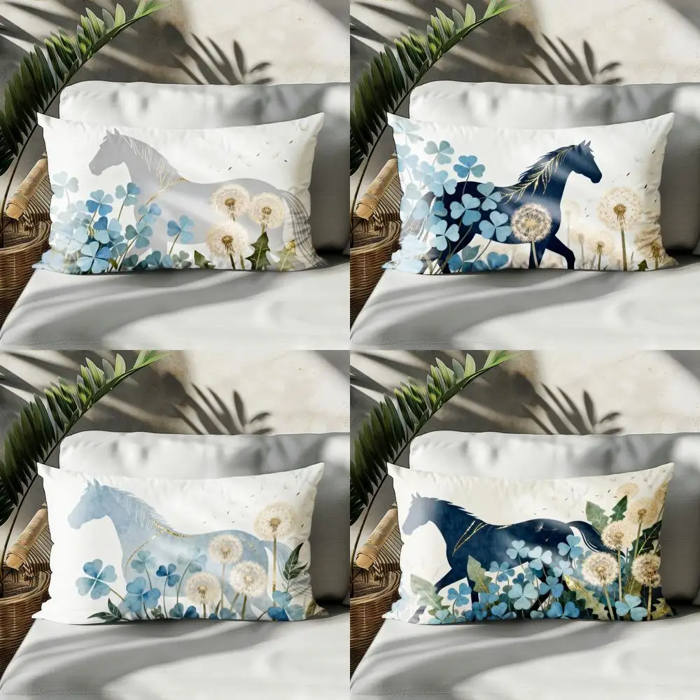 

Наволочка 2D с изображением причудливой лошади с цветами, подходит для дивана, спальни, автомобиля, прямоугольная подушка для спины