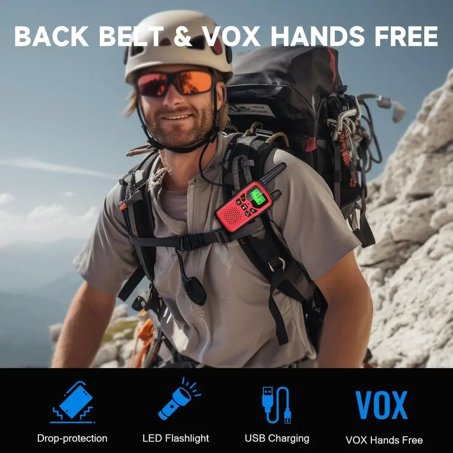 Talkies for Adult Long Range, 6 Pack Rechargeable 2 Way Radios, LED Flashlight Hiking Accessories Camping Gear Gifts for Kids Fa