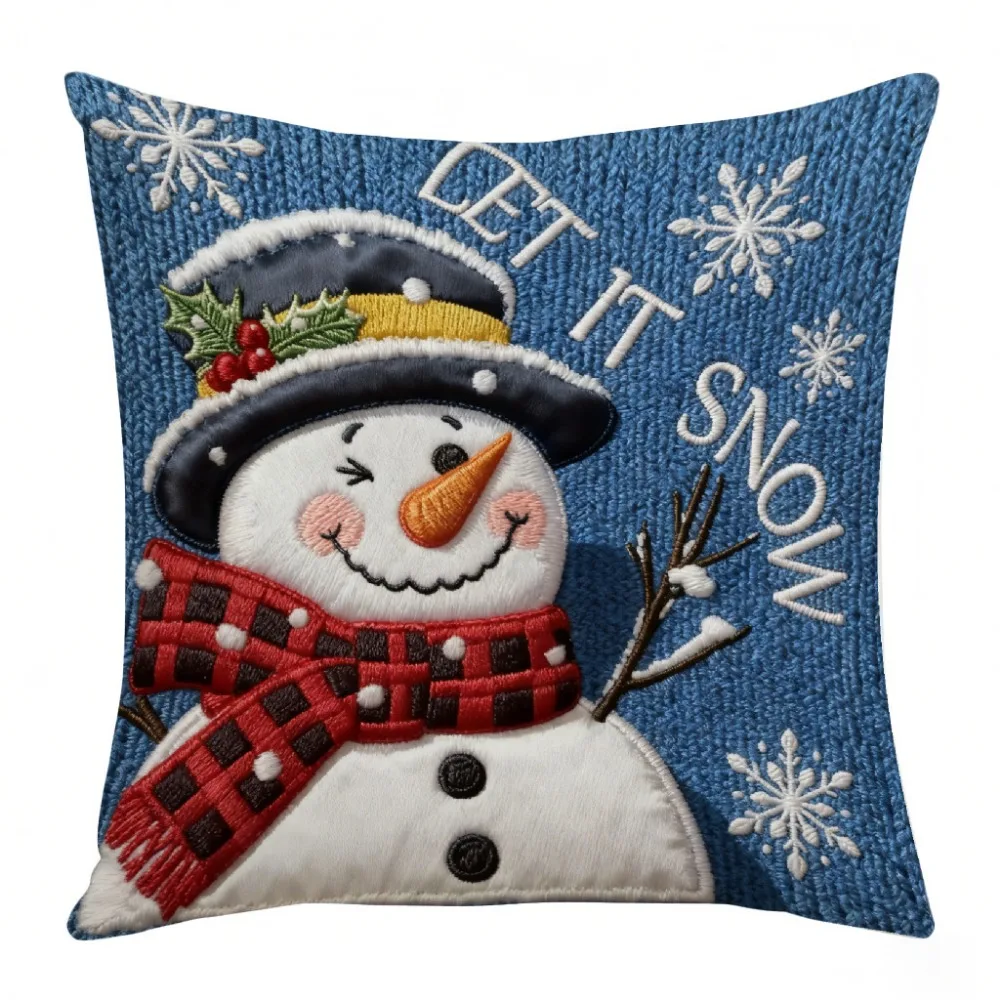 Cartoon Christmas Pillow Covers Santa Claus Snowman Throw Cushion Case 45*45 cm Flat Printing Holiday Cushion Cover