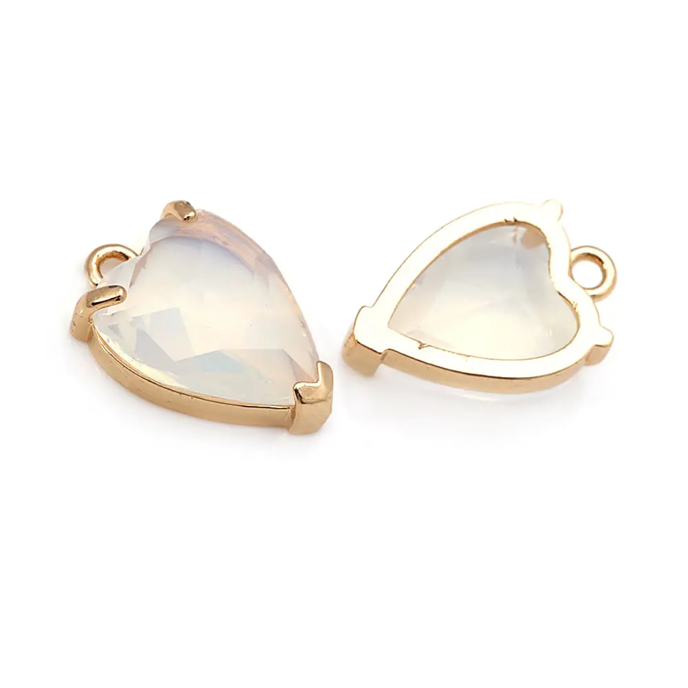 6PCS 18K Gold Color Brass Glass Heart Shape Charms Pendants Necklace Earrings Diy Jewelry Accessories Rosediy Official Website