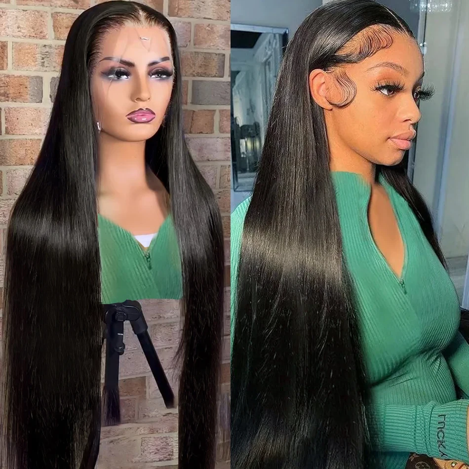 

Парик из натуральных бразильских волос, 180% плотности, прямые как кость, с HD-швом 13x6, длиной 30-38 дюймов, с предварительно выщипанным швом 13x4 для женщин