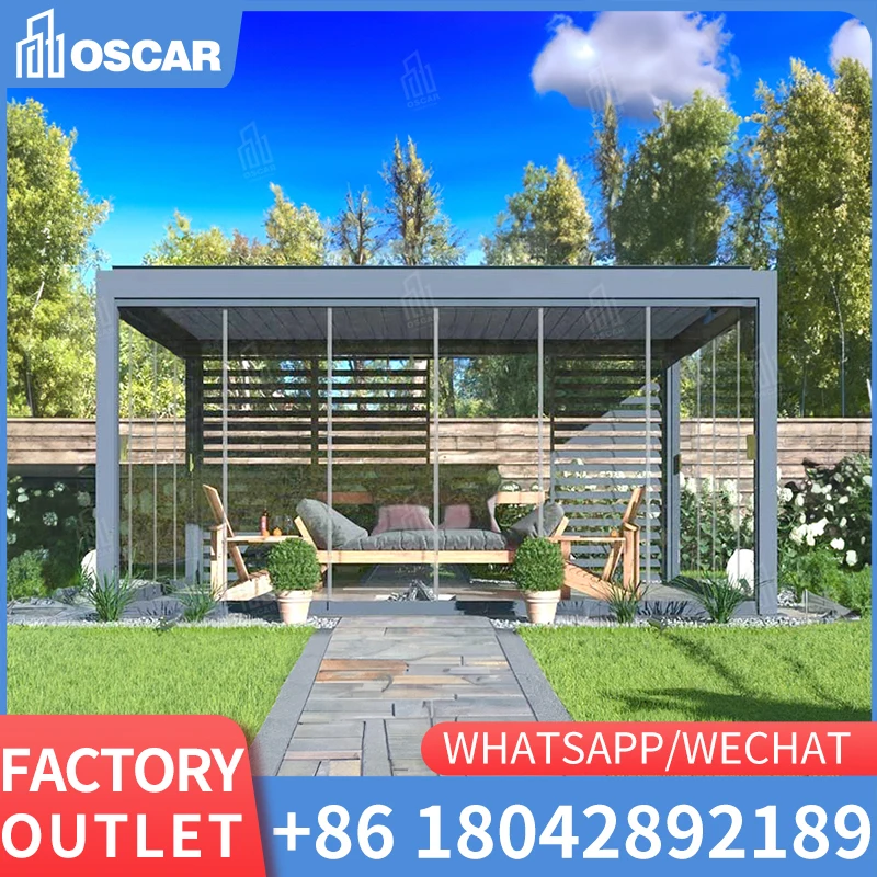 

Scienlan Motorized Louver Pergola Aluminium Outdoor And Gazebos Outdoor Terrace Louver Aluminum pergola louver pavilion