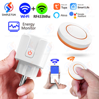 Tuya WiFi 433mhz Smart Socket 16A,EU FR Plug with Power Monitoring/Power State Memory,Smart Outlet Work with Alexa Google Home
