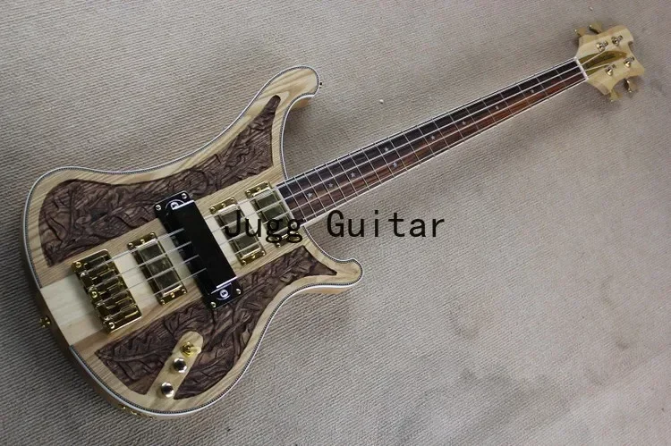 4 Strings Ric 4004 LK Lemmy  Limited Edition Natural Walnut Hand-carved Electric Bass Guitar  Gold Hardware 4 Pickups