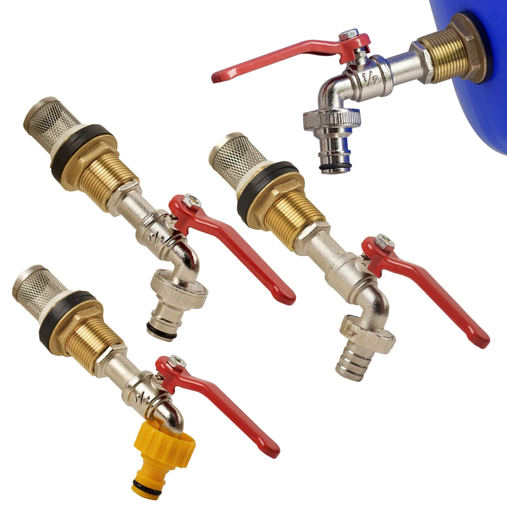 Rain Barrel Spigot Kit, Solid Ball Valve, Bulkhead Fitting, for Agricultural Fruit Tree, Garden, Lawn, Greenhouse Irrigation