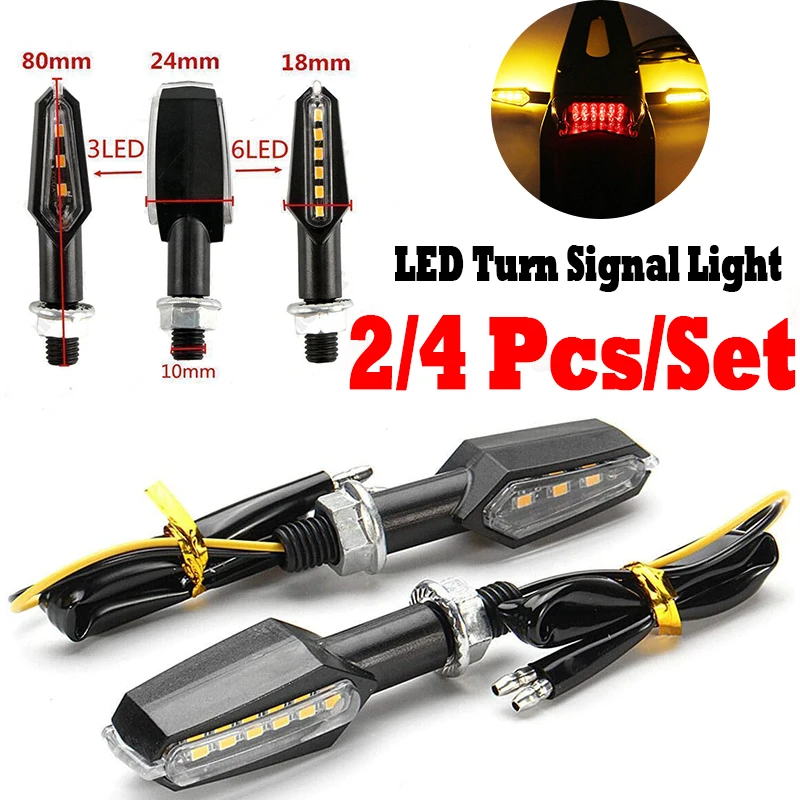 Motorcycle LED Turn Signal Lights 12V 10mm Double-Sided LED Flasher Bulbs Motorbike Tail Light Blinker For Honda For Yamaha