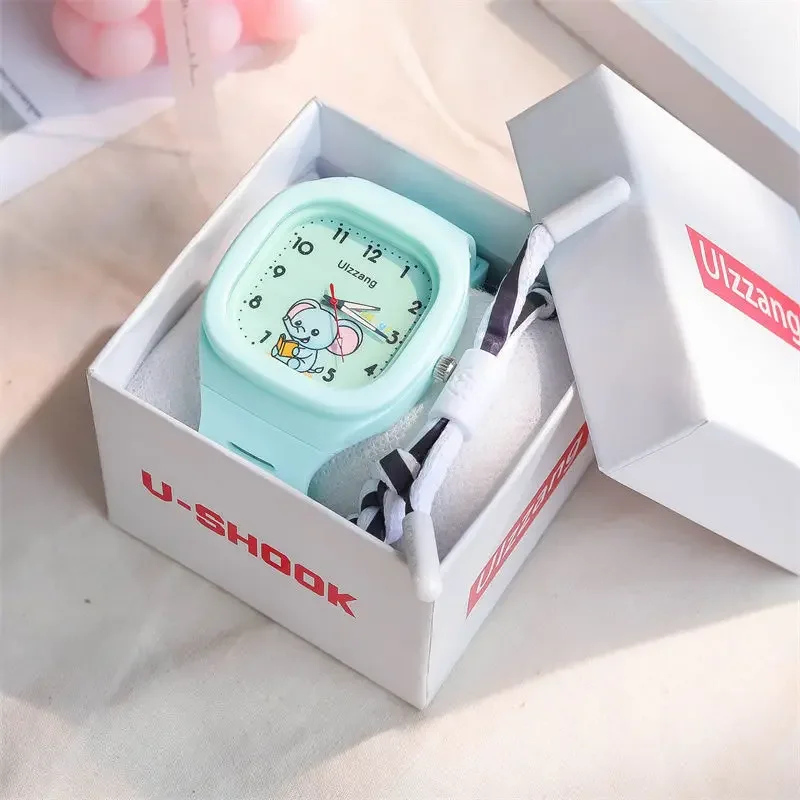 2024 Without box Cute Silicone Popular Watch Trend Style Luminous Sports Student Square Strap High Aesthetic Watch