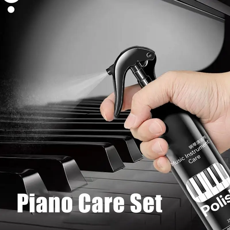 Piano Cleaner Kit Powerful Polish Spray For Piano 250ml Piano Shine Polish & Cleaner Piano Cleaning Tools With Wiper Cloth For